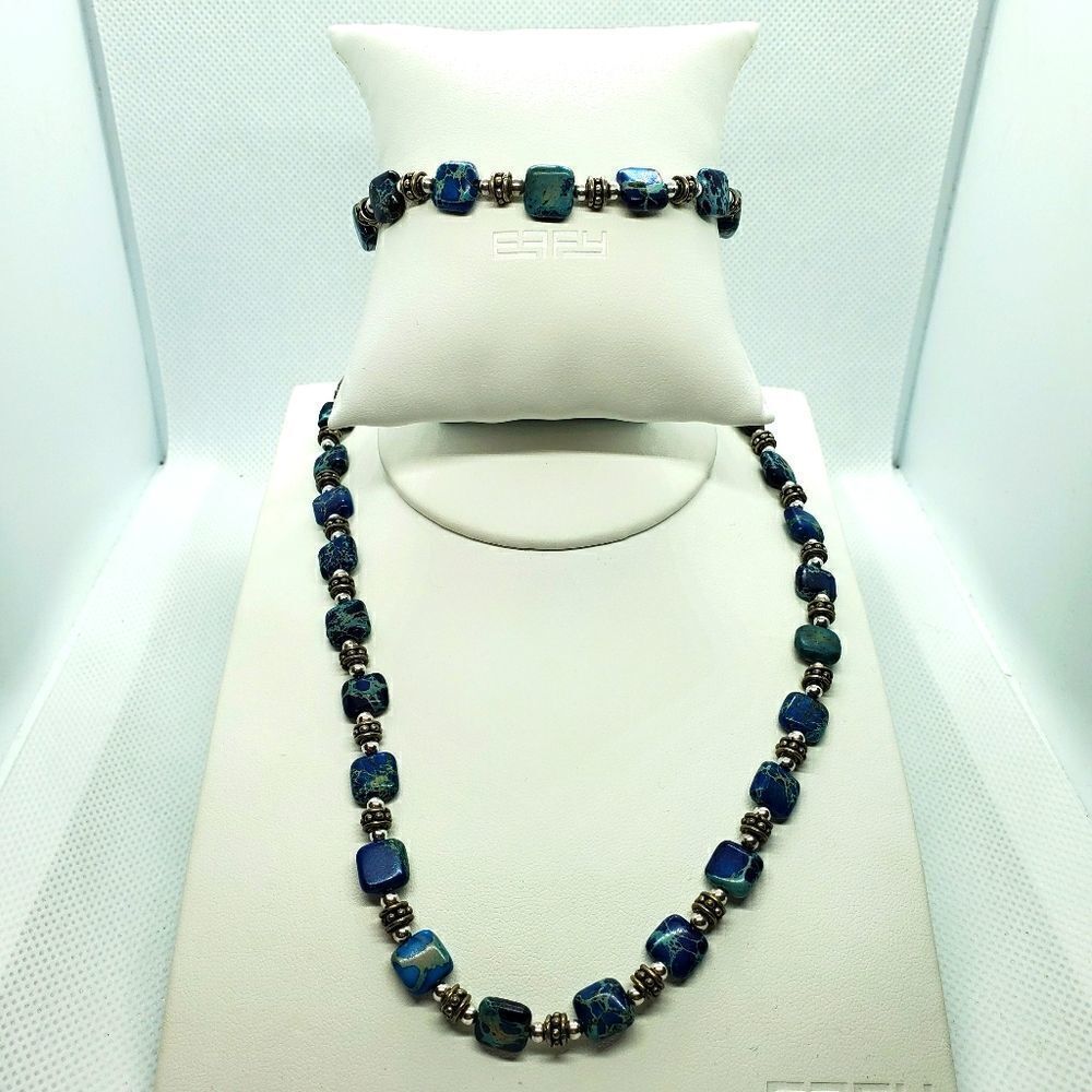 Sterling Silver Chrysocolla Necklace & Bracelet